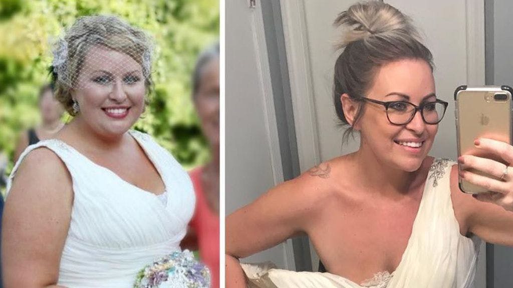 Una mujer se prueba su antiguo vestido de novia después de bajar seis tallas