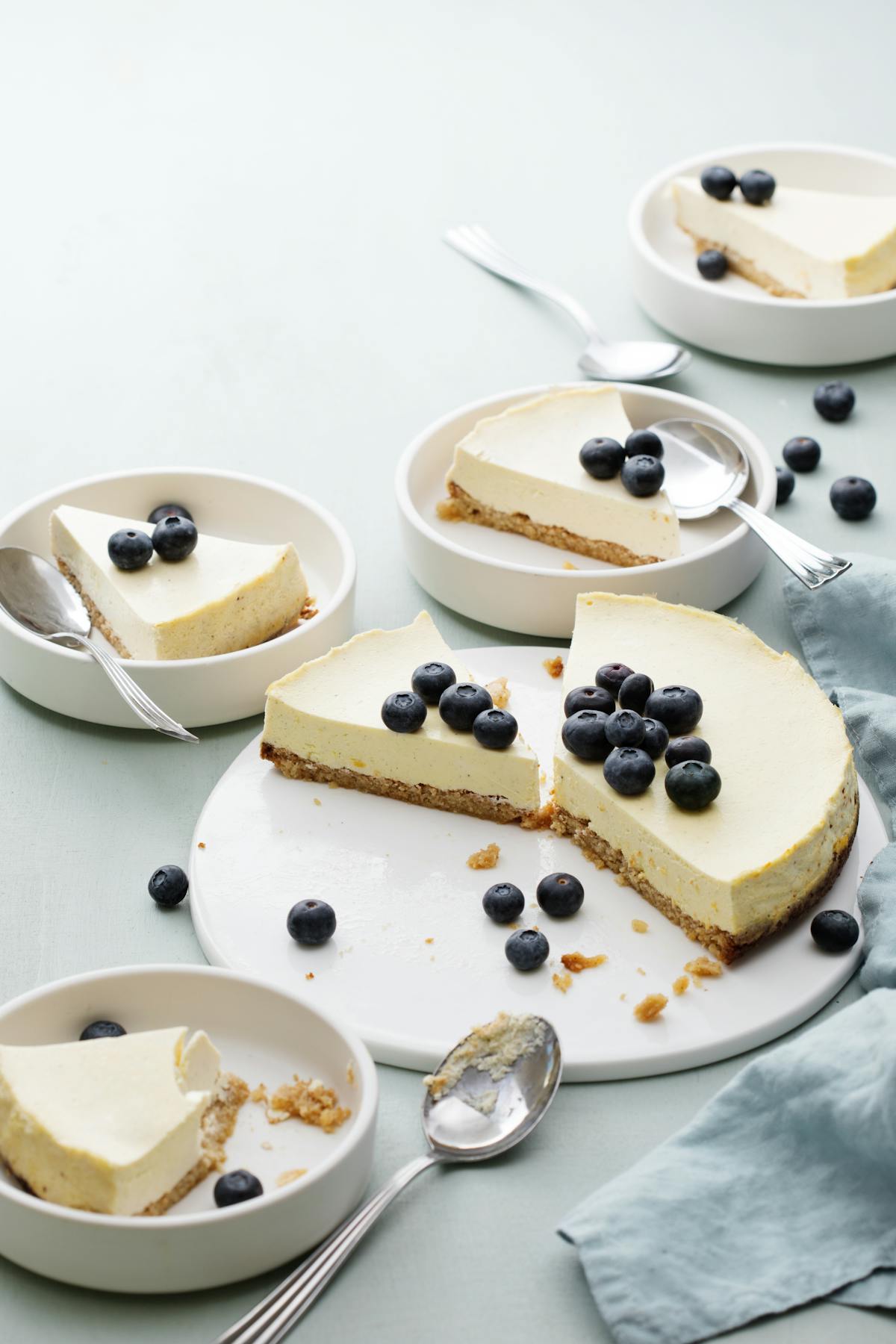 Tarta de queso cetogénica con arándanos