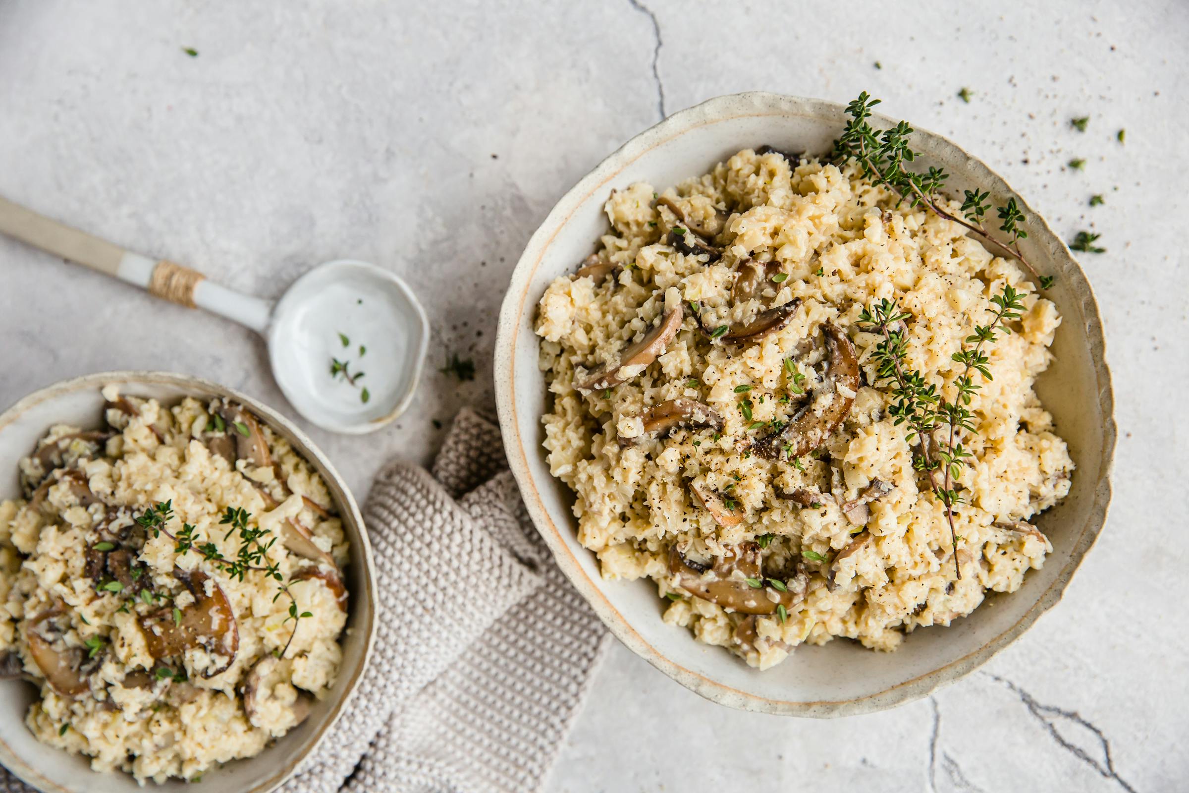 Risotto de coliflor lowcarb con champiñones Diet Doctor