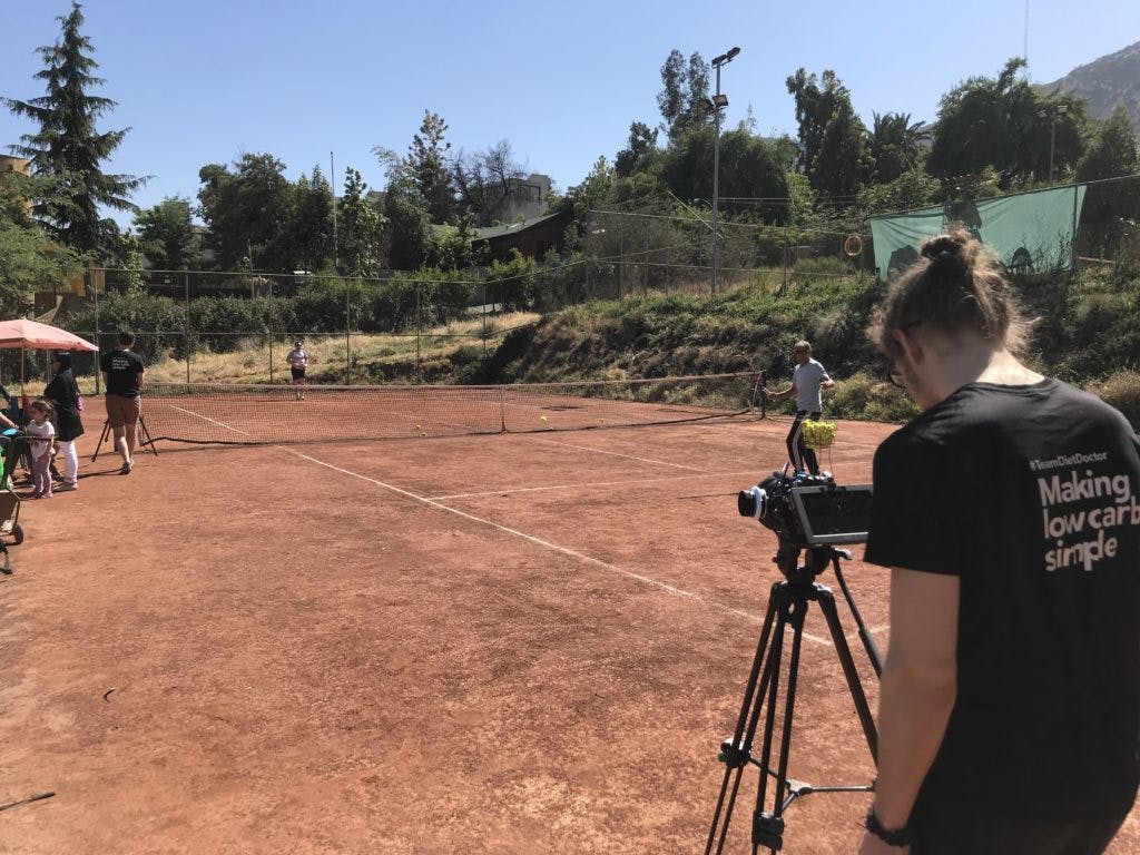Grabando clase de tenis