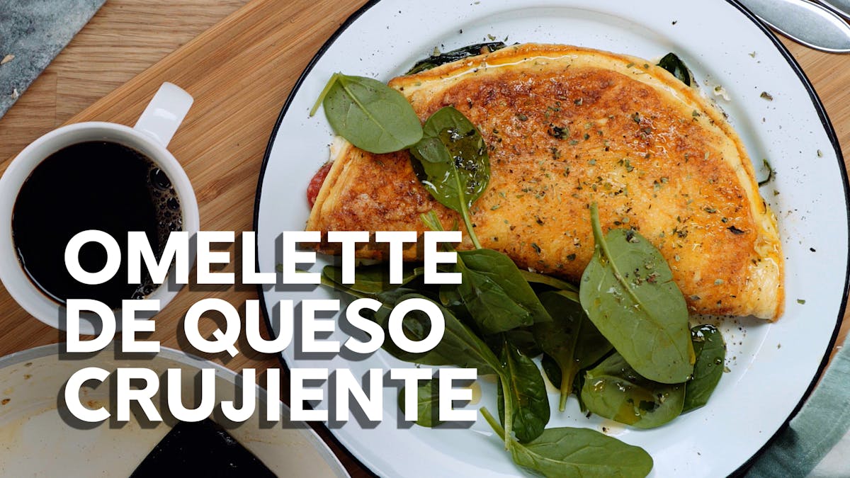 Omelette de queso crujiente, receta en vídeo