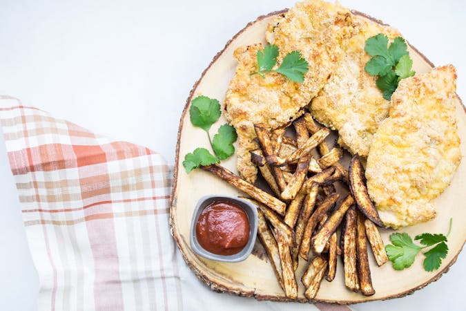 Milanesa de pollo baja en carbos