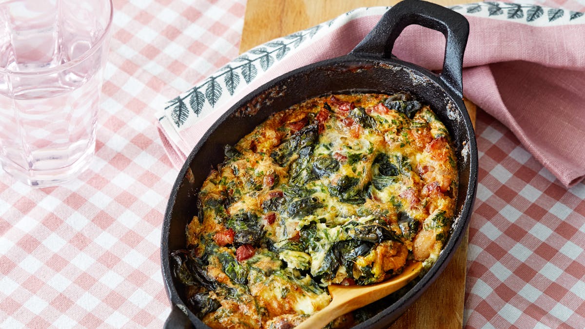 Omelette keto asada de panceta