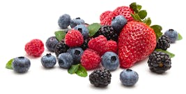 Strawberries, blackberries and blueberries