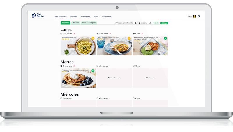 Planificador de comidas para la dieta keto