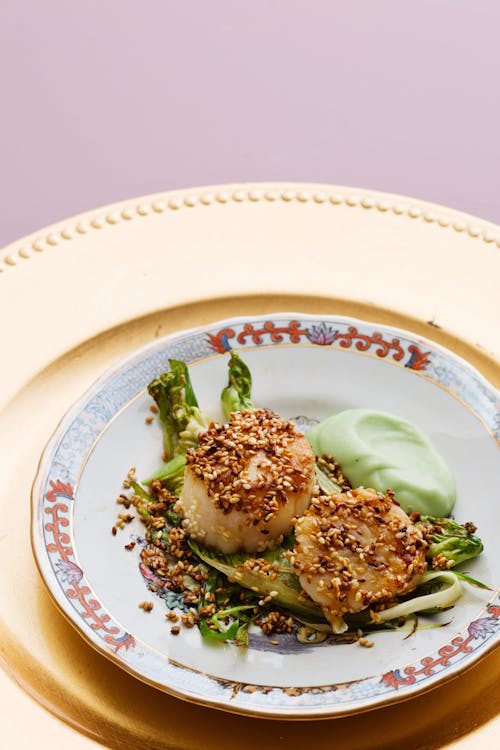 Vieiras con sésamo y mayonesa de wasabi