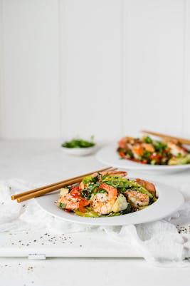 Gambas con ajo y sésamo