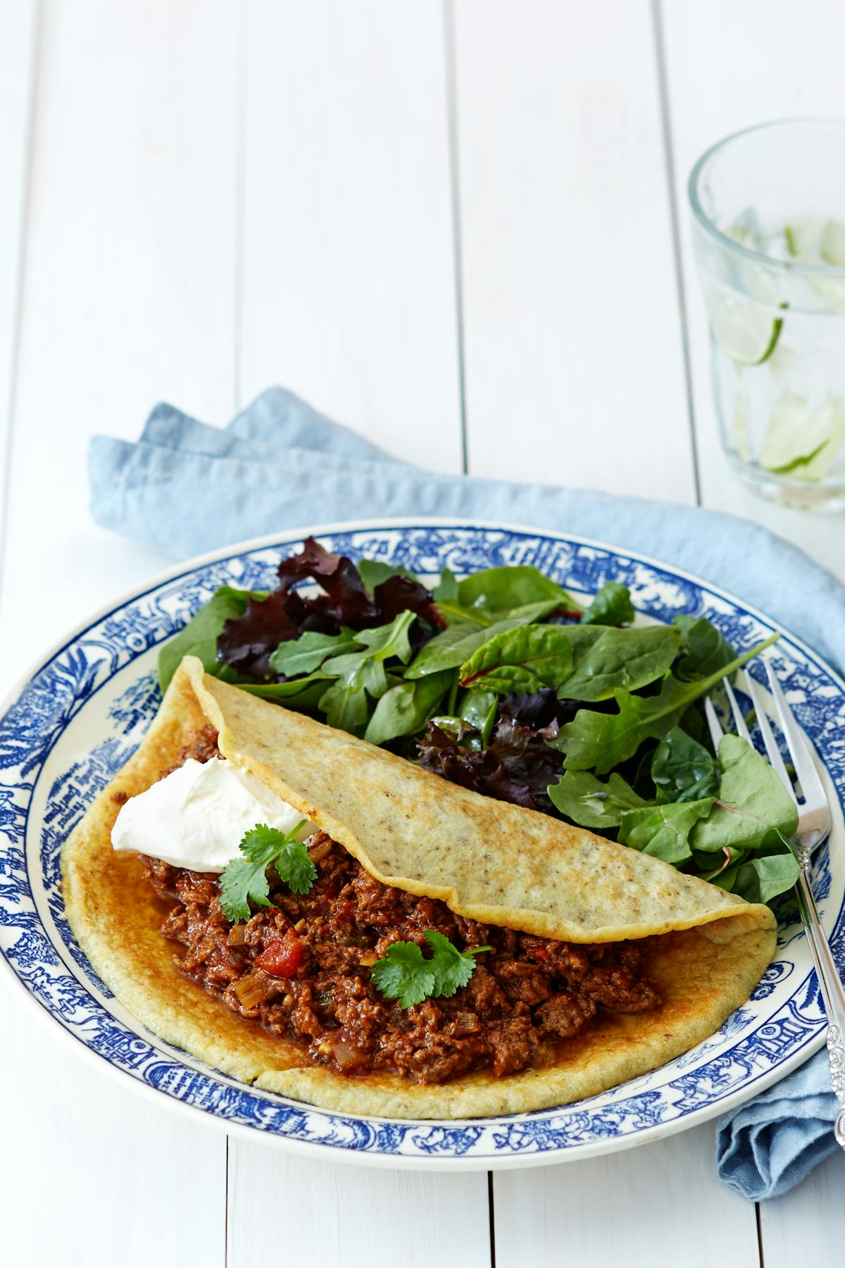 Chile con carne y tortillas keto