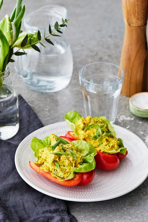 Pimientos rellenos de pollo al curry