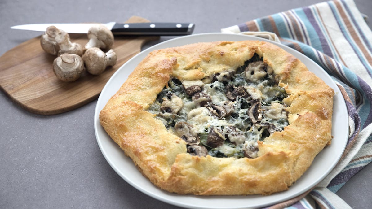 Galette low-carb de champiñones y espinacas