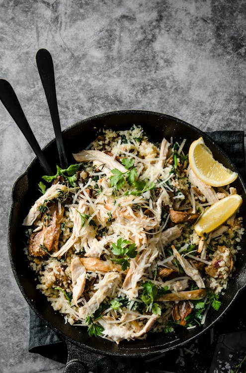 Risotto de pollo con setas silvestres