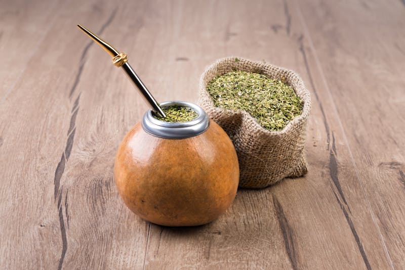 Yerba mate in a traditional calabash gourd