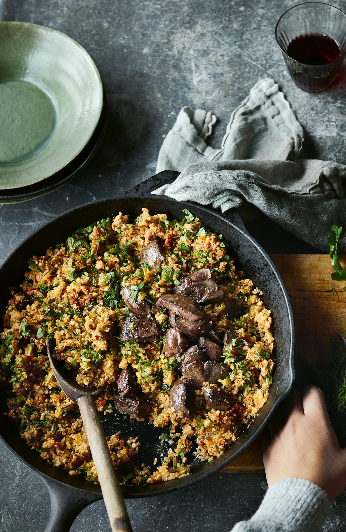 Arroz pilaf low-carb con carne