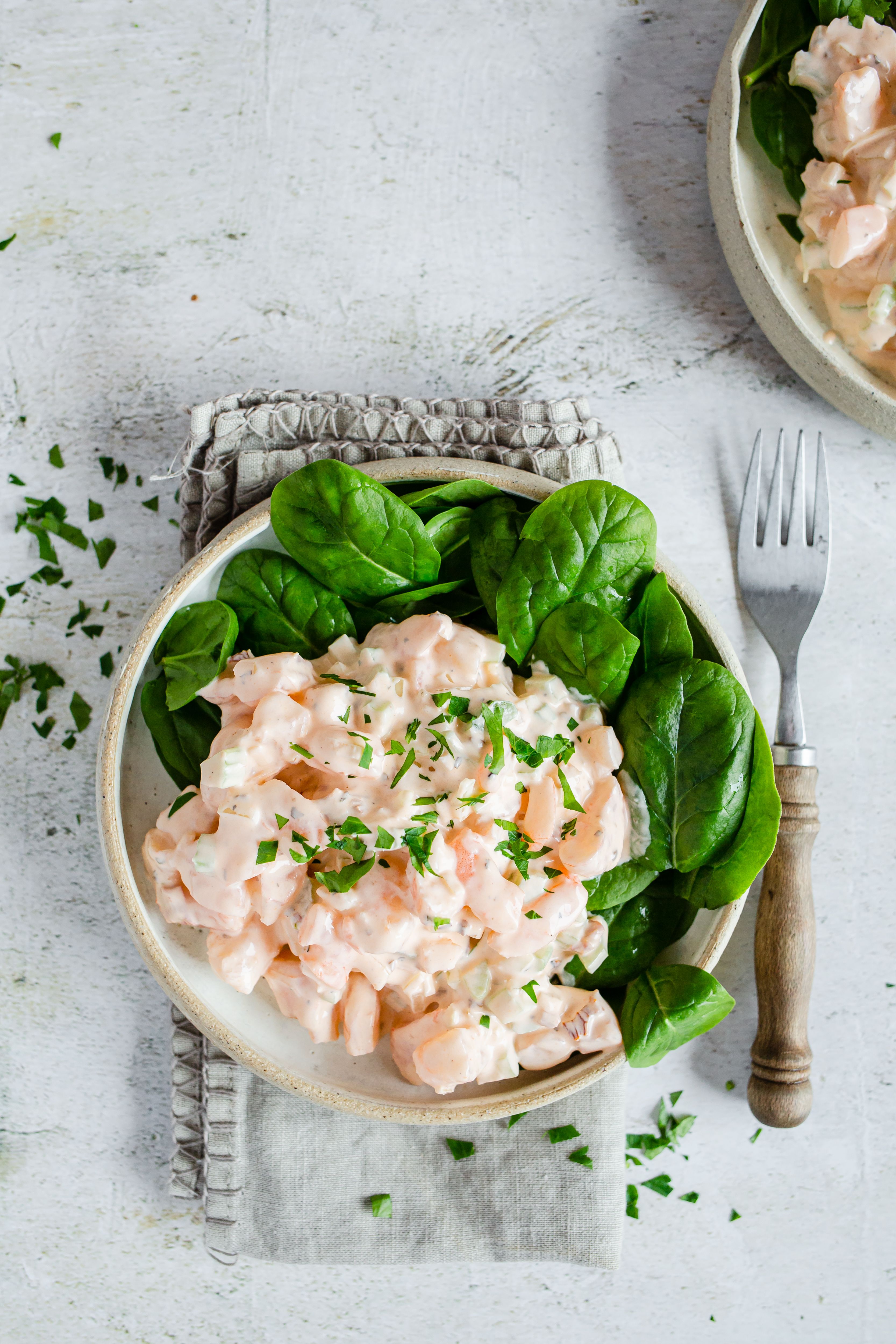 Ensalada de gambas picante en 7 minutos
