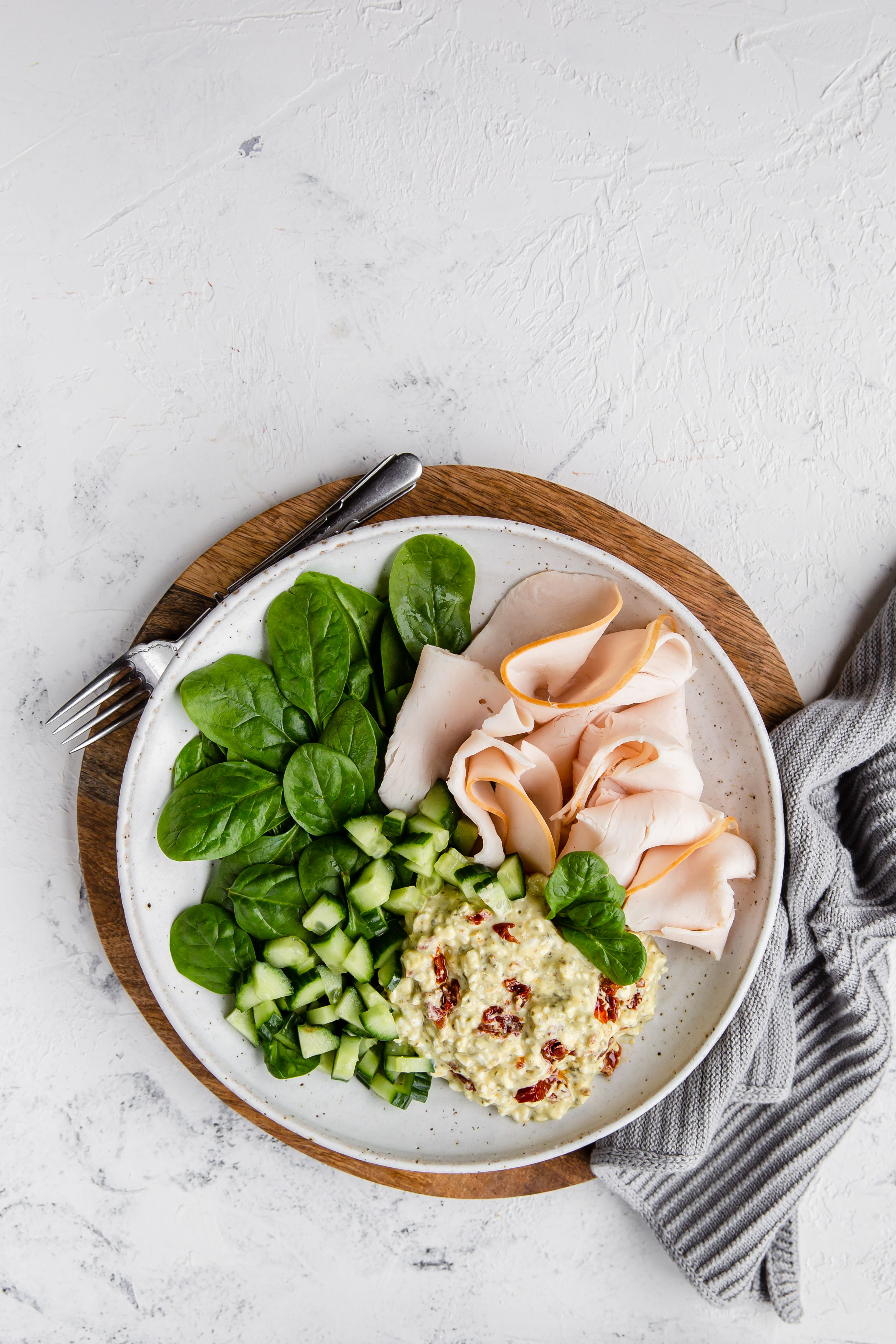 Ensalada italiana de pavo alta en proteína