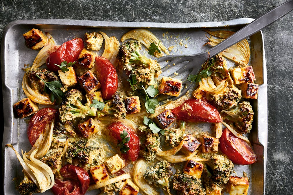 Paneer al horno con brócoli