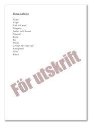 Rensa skafferiet-lista för utskrift Rensa skafferiet-lista för utskrift