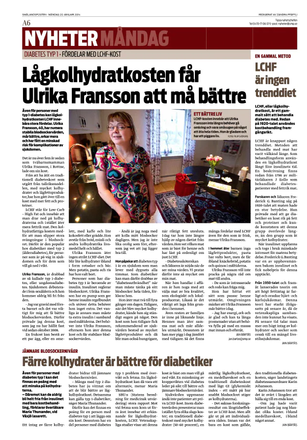 Positiva Tidningsartiklar Om Lchf Och Typ 1 Diabetes Diet Doctor