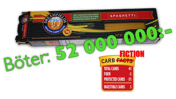 Bluffpastan med "lite kolhydrater" åker på mångmiljonböter!