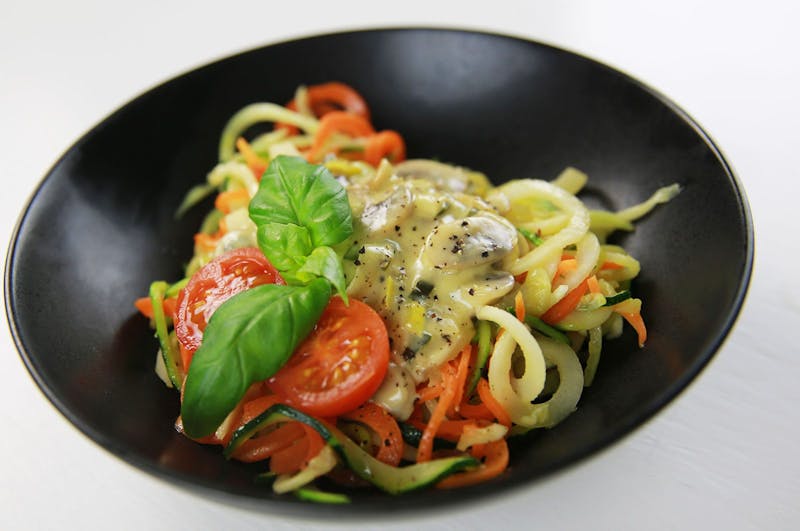 Vegetarisk fredag: Grönsaksspaghetti med champinjon- och ädelostsås