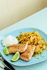 Sesamlax med currykål och limemajonnäs