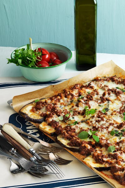 Auberginepizza med köttfärs<br />(Middag)