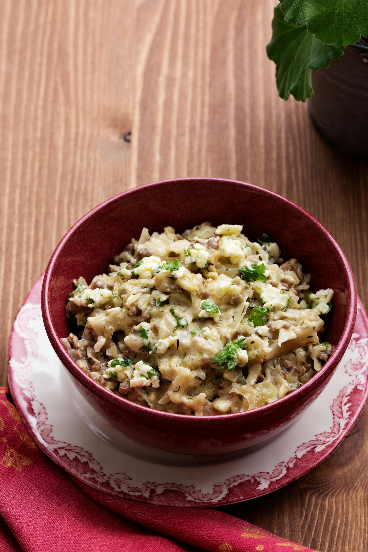 Kålpanna med ädelost och köttfärs