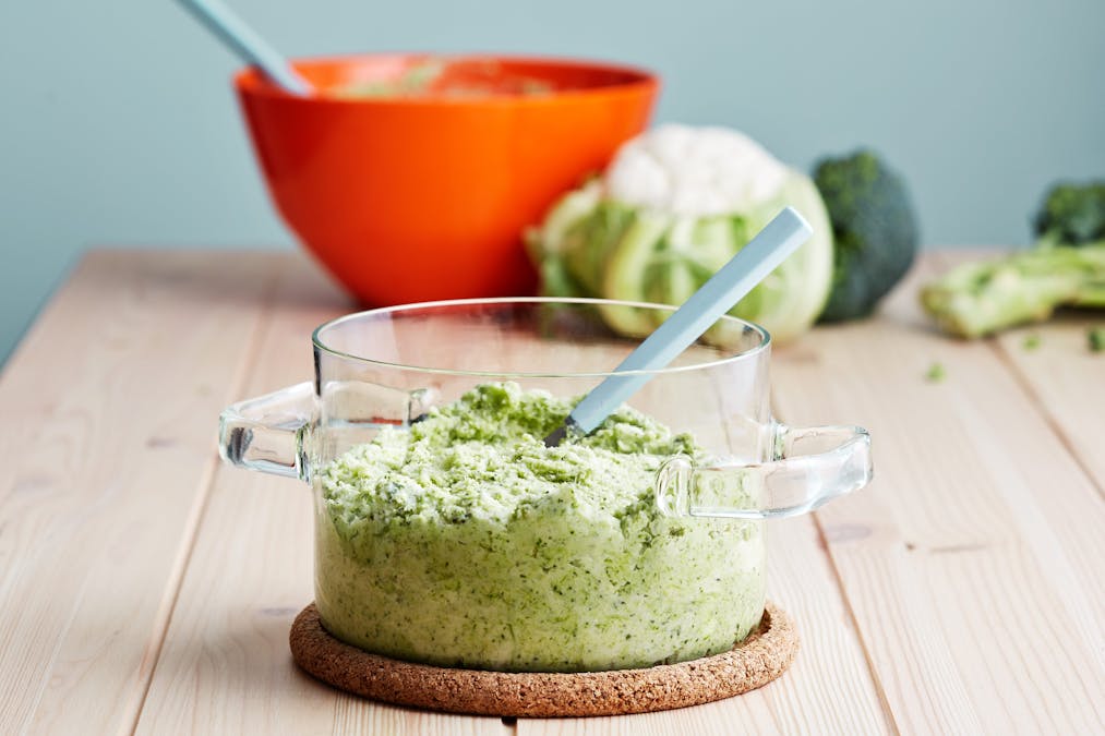 Broccolimos med blomkål och parmesan