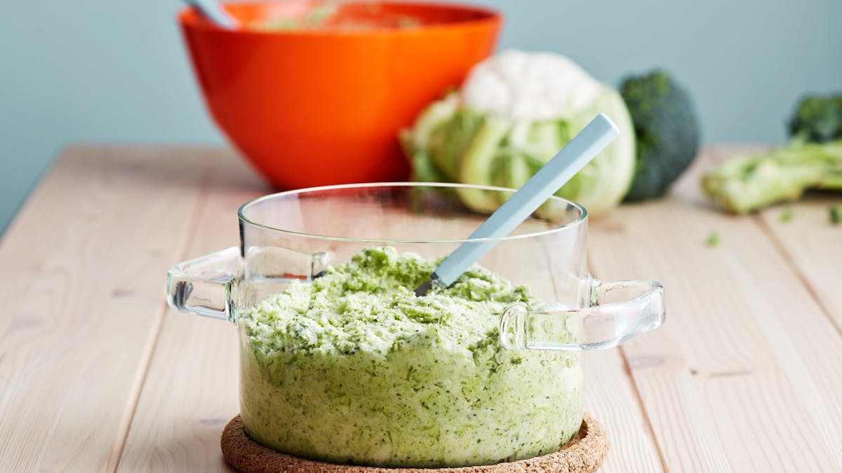 Broccolimos med blomkål och parmesan