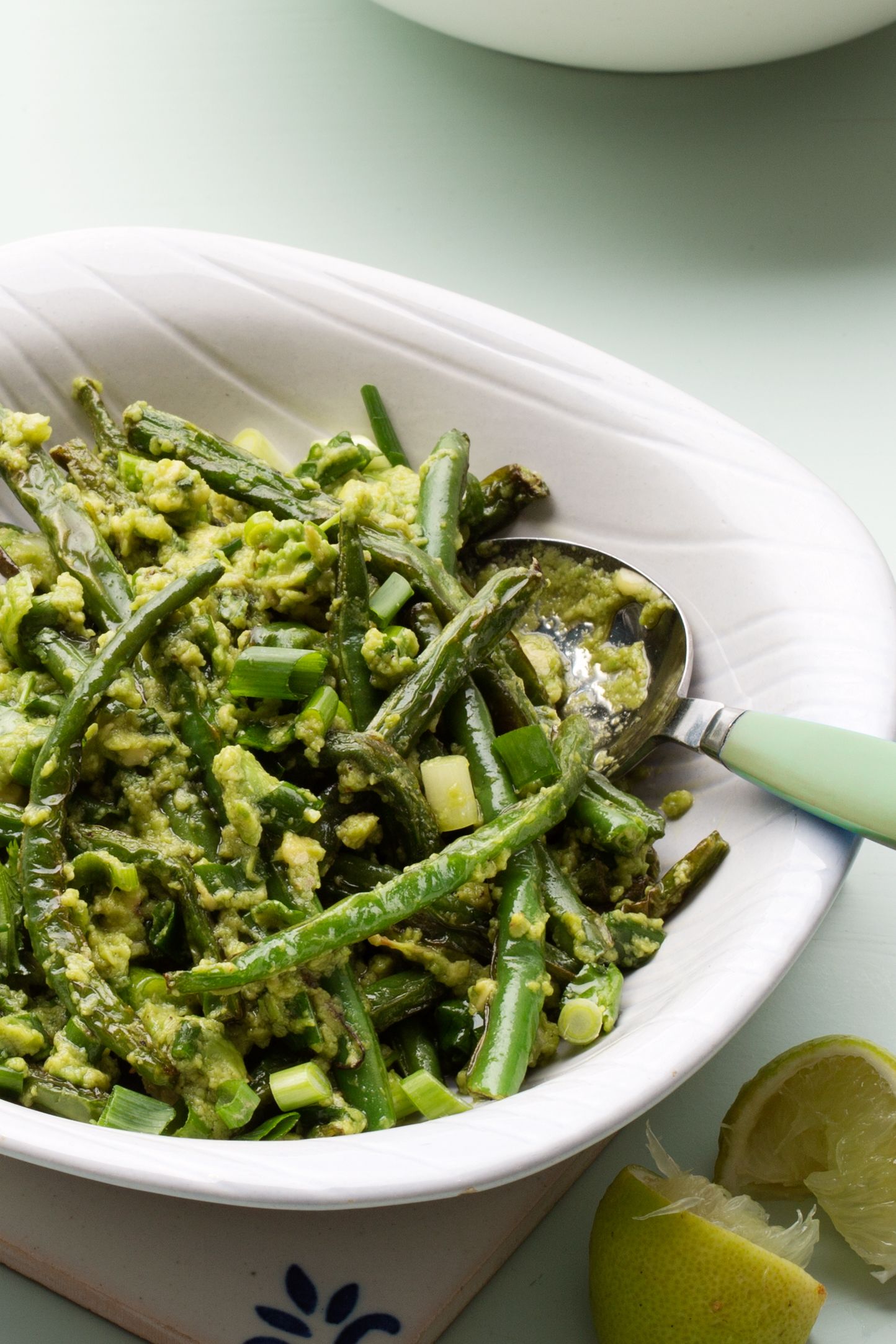 Haricots verts med mosad avokado