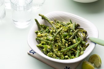 Haricots verts med mosad avokado