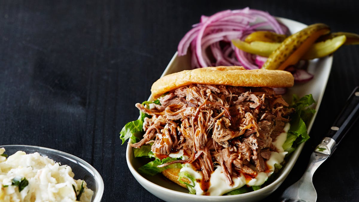 Pulled pork-burgare