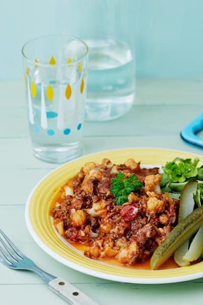 Köttfärsgratäng med blomkål