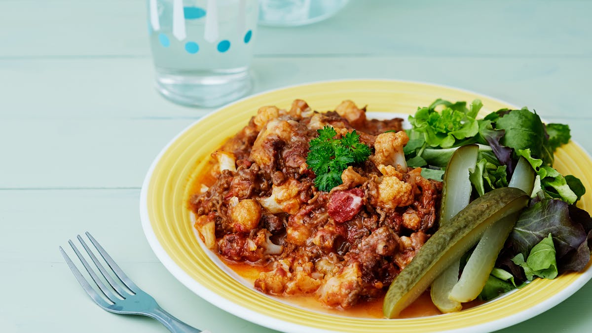 Köttfärsgratäng med blomkål