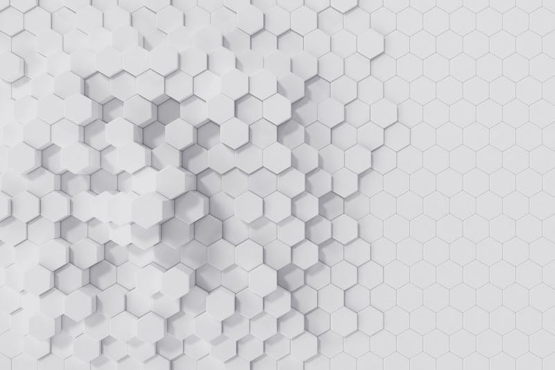 White geometric hexagonal abstract background. 3d rendering