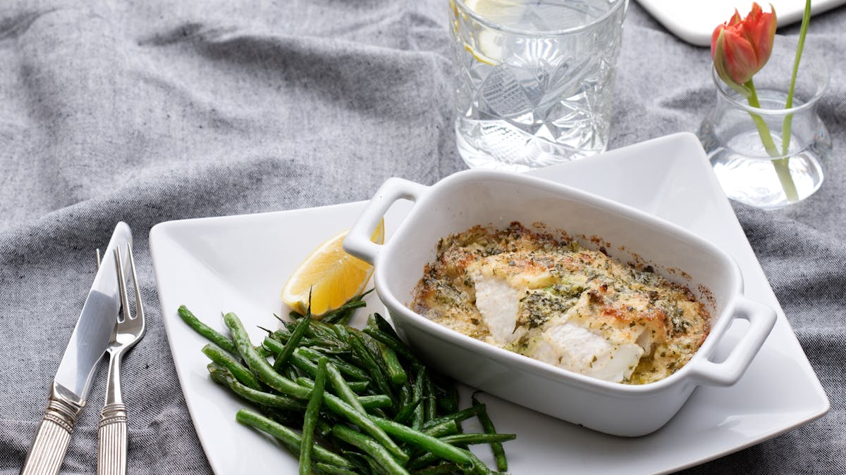 Örtfisk med haricots verts