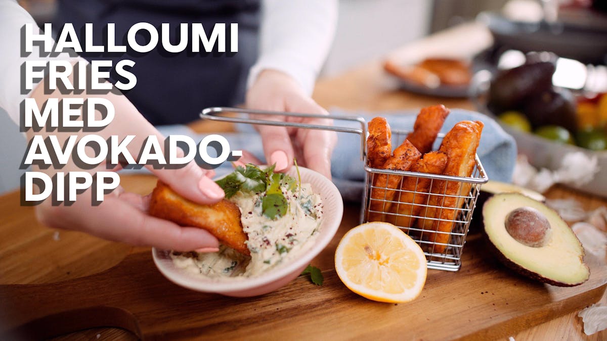 Videorecept: Halloumi fries med avokadodipp
