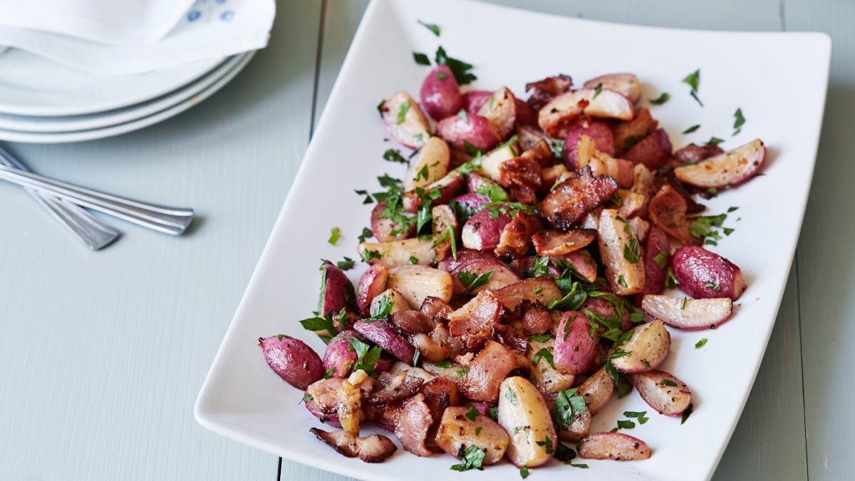 Stekta rädisor med bacon