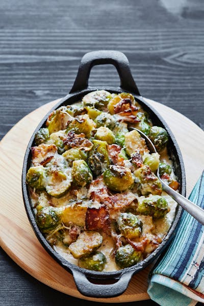 Gräddstuvad brysselkål med bacon