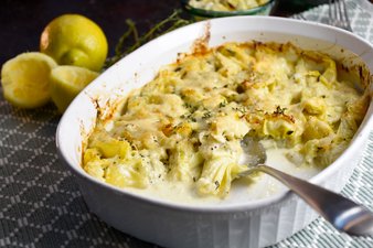 Gratinerade kronärtskockor med citron och timjan