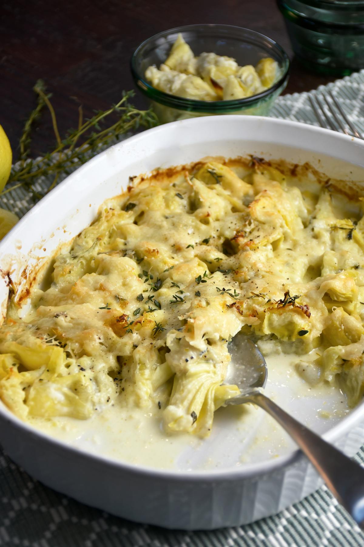 Gratinerade kronärtskockor med citron och timjan