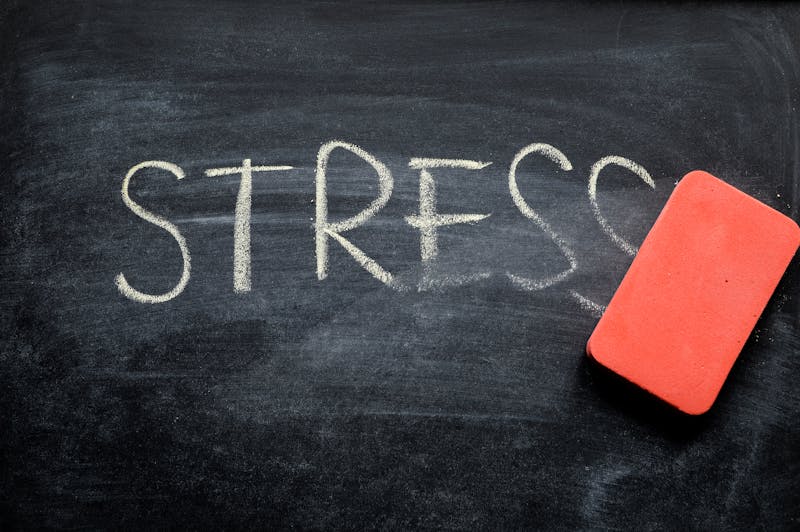 erasing stress, hand written word on blackboard being erased concept