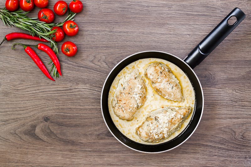 Chicken breast in cream sauce.