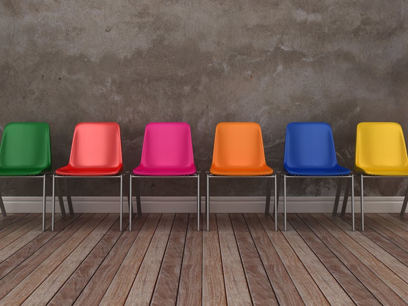 Chairs row on Floor – 3D Rendering