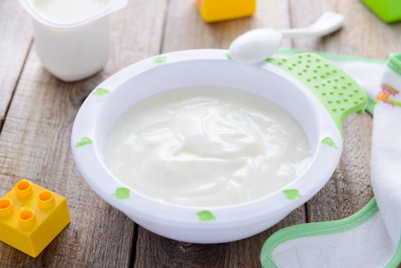 Children`s healthy food: fresh yoghurt