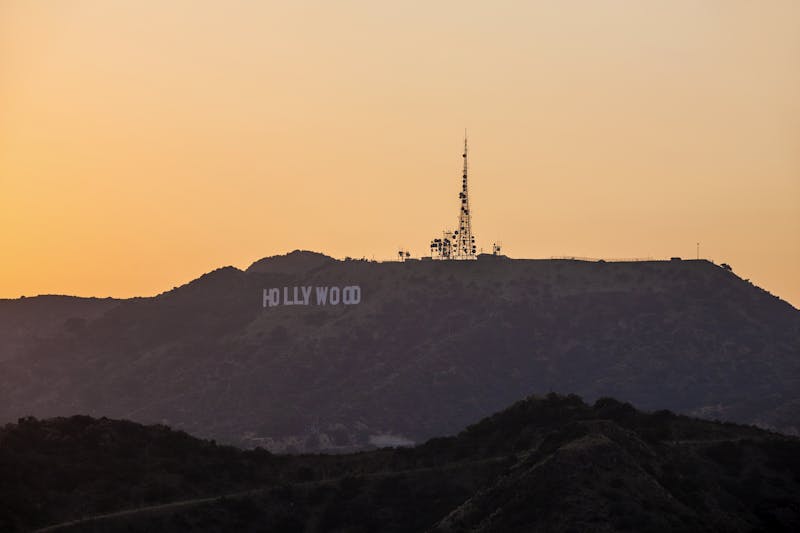 sunset in hollywood mountains