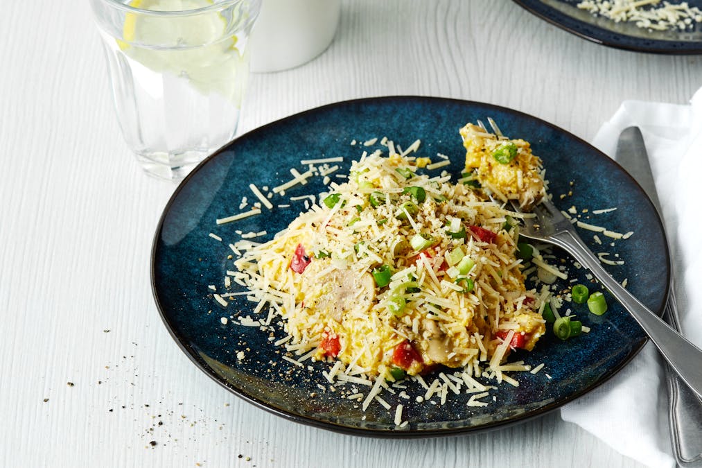 Äggröra med parmesan och grönsaker