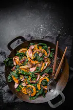 Lammfilé med grönkål och rostad pumpa