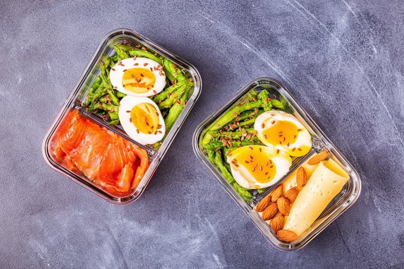 Healthy balanced lunch box, ketogenic diet lunch