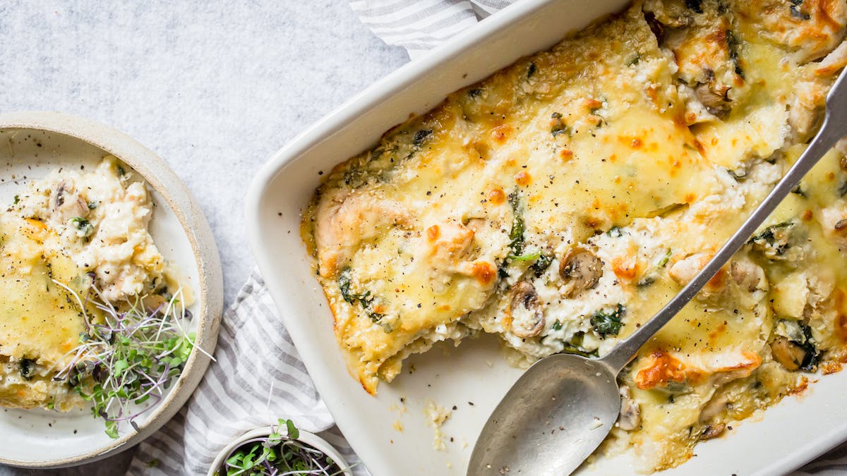 Kycklinggratäng med champinjoner